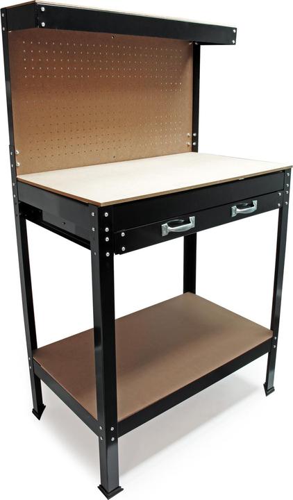 Actual product image Wiltec Workbench 800x500x1400mm with perforated wall Tool bench Work bench Work table (140 cm, 50 cm)