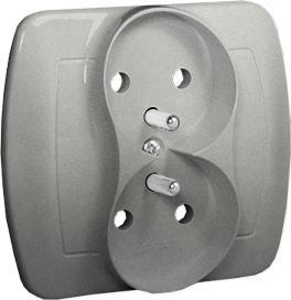 Actual product image Kontakt Simon Simon Akord Double Socket with Earth 16A Aluminium (AGZ2
