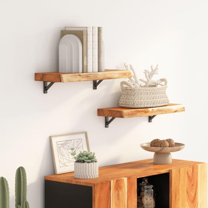 Produktbild VidaXL Wandregal Rechteckig Baumkante Hängeregal Büro Regal Massivholz Akazie (50 x 20 x 2.5 cm)