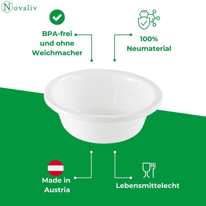 Actual product image Novaliv Spülschüssel Rund 10L, D40 cm, Weiss, BPA-frei Spülmaschinenfest Ideal für Küche und Camping (40 cm, 10 l, 1 x)