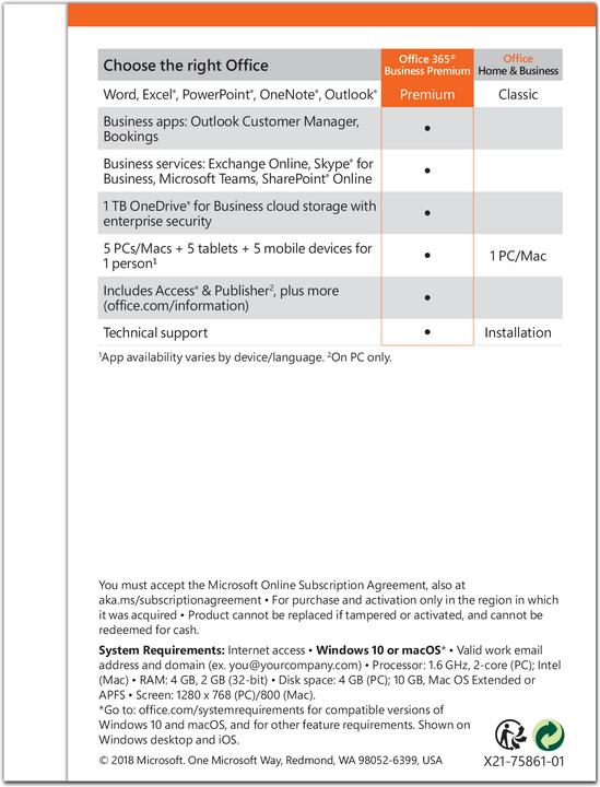 Produktbild Microsoft Office 365 Business Premium (1 User, 12 Monate)