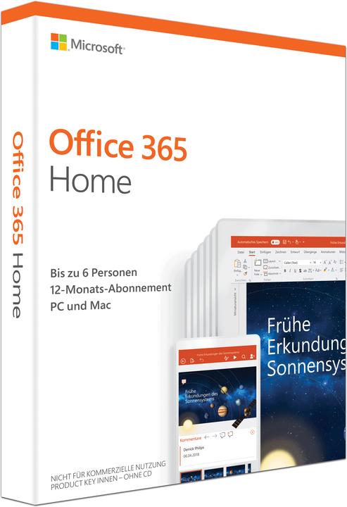 Produktbild Microsoft Office 365 Home Deutsch (1 User, 12 Monate)
