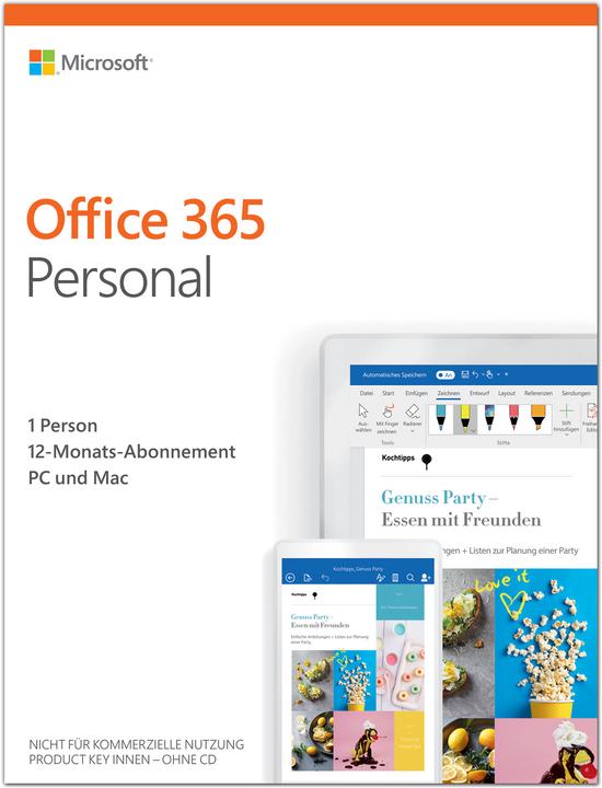 Produktbild Microsoft Office 365 Personal Deutsch (1 User, 12 Monate)
