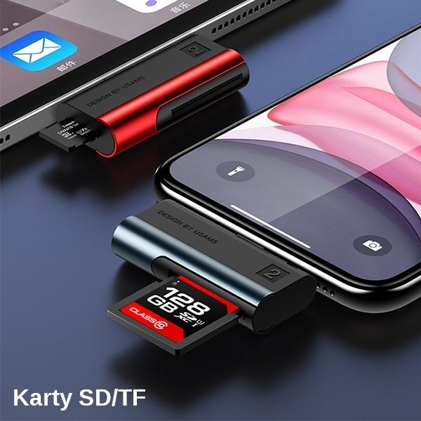 Immagine prodotto Usams Carrello SD/microSD ze złączem lightning czerwony/red SJ430DKQ02 (US-SJ430) (Lightning)