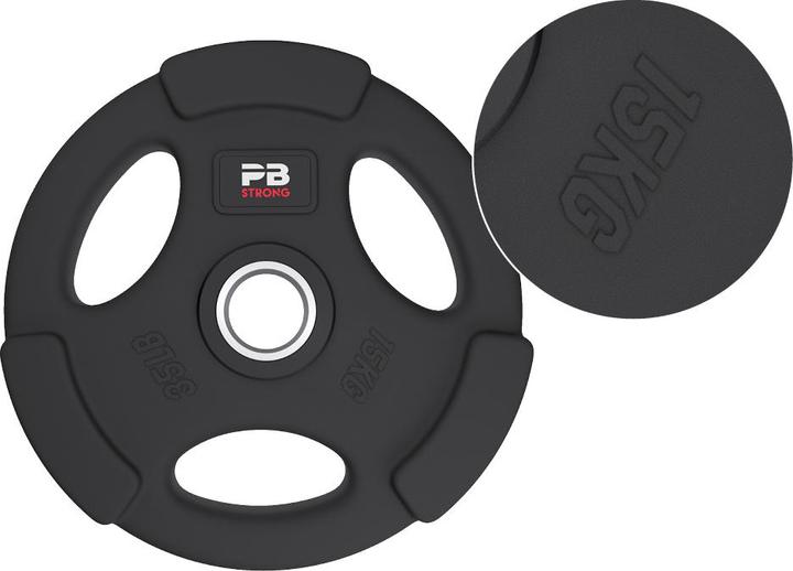 Produktbild Perform Better PB Strong 3-Griff Hantelscheibe gummiert Schwarz (Stk) (1 x 15 kg)