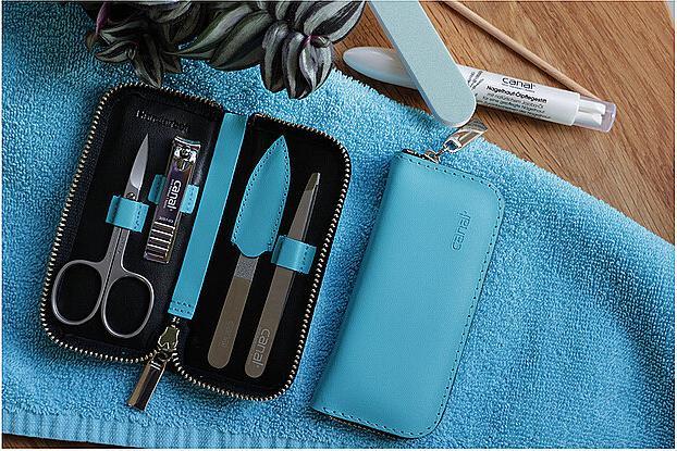 Actual product image Canal instrumente Zipped split leather case (turquoise) 5381