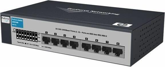 Actual product image HPE ProCurve Switch 1400-8G, 8 port 10/100/1000 Mbps (8 ports)