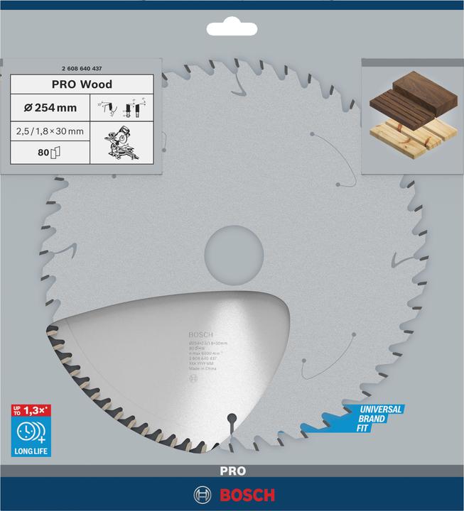 Produktbild Bosch Professional Zubehör PRO Wood Kreissägeblatt, 254 x 2.5 x 30 mm