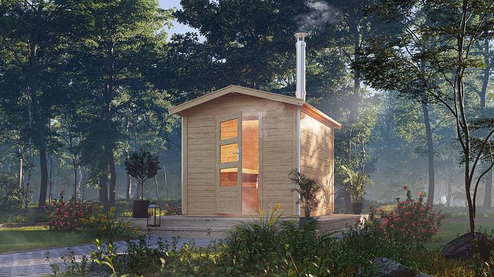 Actual product image Karibu 38 mm Bosse 1 sauna house with anteroom