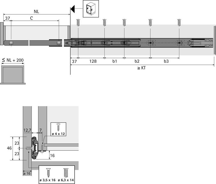 Image du produit Hettich Coulisse à billes à sortie totale KA 4532 BM Silent System Longueur 300 mm, capacité de charge 35 kg