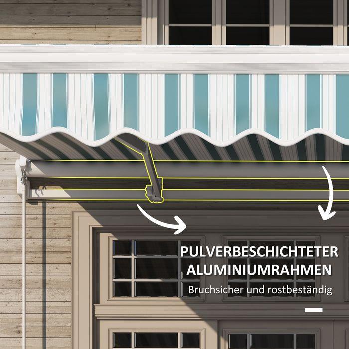 Image du produit Swisshandel24 Gelenkarmmarkise 4m mit Handkurbel Alu Weiss+Grün 395x245 cm (2.45 m)