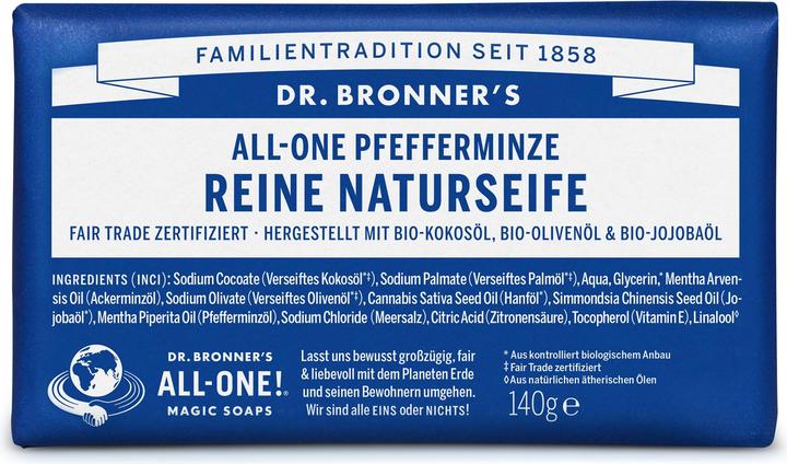 Dr. Bronner's All-One Naturseife Pfefferminze 140g (Hartseife)