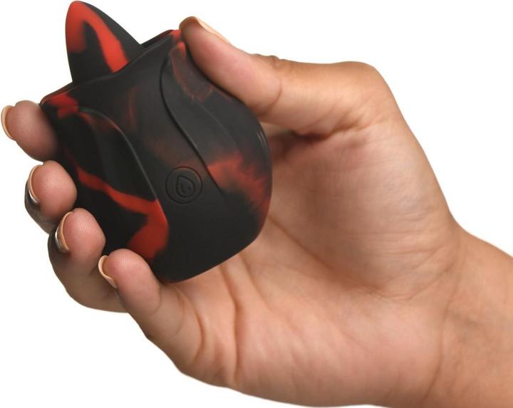 Actual product image Frisky BLOOMGASM - Black Kiss Rimming Rose Vibrator - Red/Black