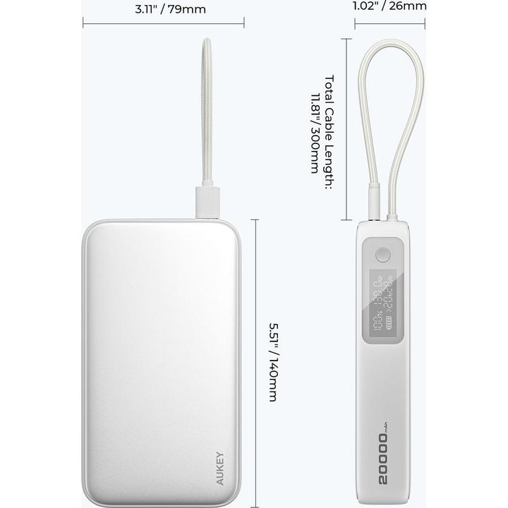 Actual product image Aukey Spark Sling (20000 mAh, 130 W, 74 Wh)