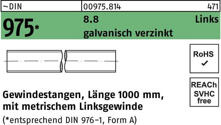 Produktbild Gewindestange DIN 975 links M 27 -LH x 1000mm 8.8 galvanisch verzinkt
