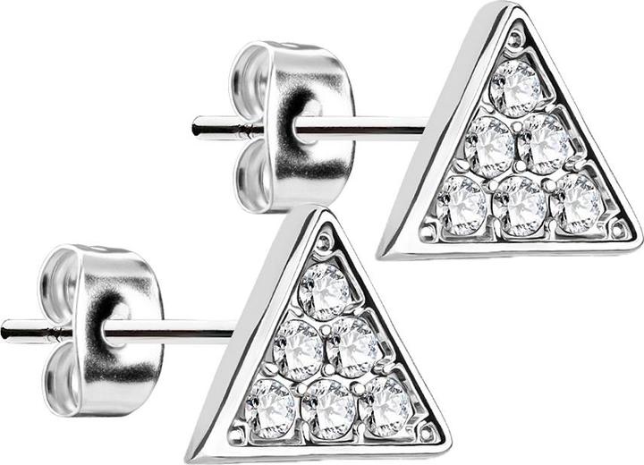 Produktbild Star Piercing Ohrstecker dreieckig silber mit Kristall silber (Messing, Chirurgenstahl 316L)