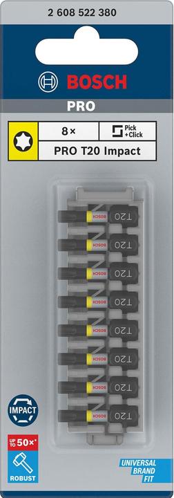 Image du produit Bosch Zubehör Embout de vissage PRO Torx Impact Bit, T20, 25 mm, 8 pcs. (T20)