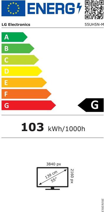 Energy Label LG Prof. Display 55UH5N-M (3840 x 2160 Pixels, 55")