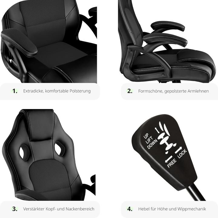 Actual product image tectake Sports Seat Executive Chair, Black-Black