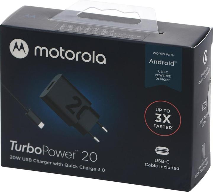 Actual product image Motorola Charger TurboPower 20W USB-A w/ 1m USB-C cable Black (20 W)