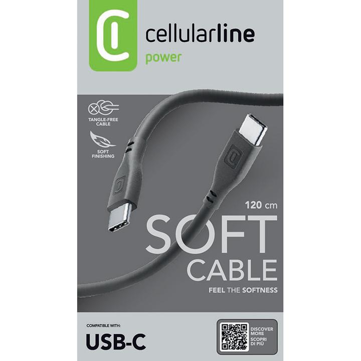 Produktbild Cellularline Soft cable 120 cm - USB-C to USB-C (1.20 m, USB 3.2 Gen 1)