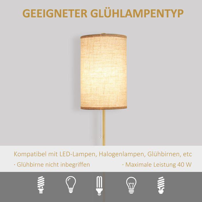 Actual product image Swisshandel24 Stehlampe Wohnzimmer Stehleuchte mit Leinen Lampenschirm, Zugkettenschalter (E27)
