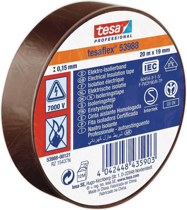 Produktbild tesa Elektro Isolierband, hitzebeständiges Klebeband zum Isolieren, Reparieren & Bündeln (19 mm)