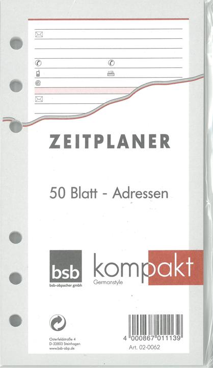 Actual product image BSB-Obpacher Address inserts for timer approx. A6 50 sheets (A6)