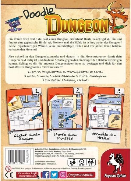 Productafbeelding Pegasus 51846G - Doodle Dungeon, bordspel, 2-4 spelers, vanaf 10 jaar (DE editie) (Duits)