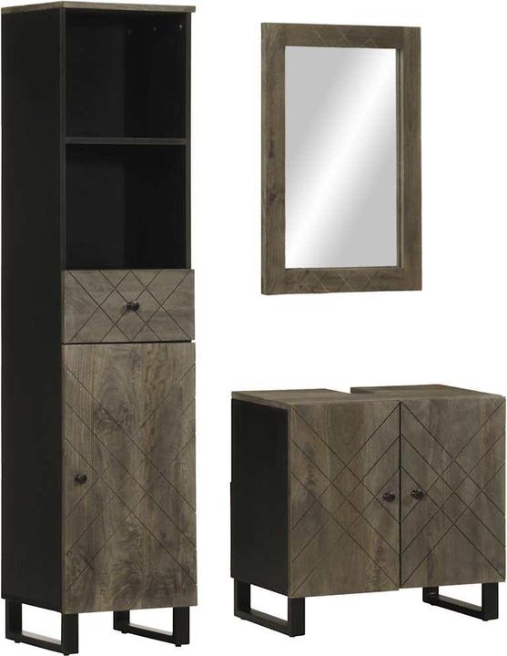 Actual product image VidaXL 3-piece bathroom furniture set black solid mango wood