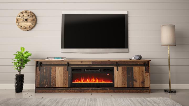 Actual product image Cama RTV GRANERO + Fireplace cabinet 200x56.7x35 Old wood
