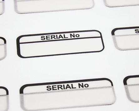 Actual product image Rs Pro Black write-on label 'SERIAL NO',40x15mm