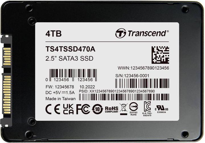 Produktbild Transcend 4 TB Interne mSATA SSD SATA III Retail TS4TSSD470A (4000 GB, 2.5")