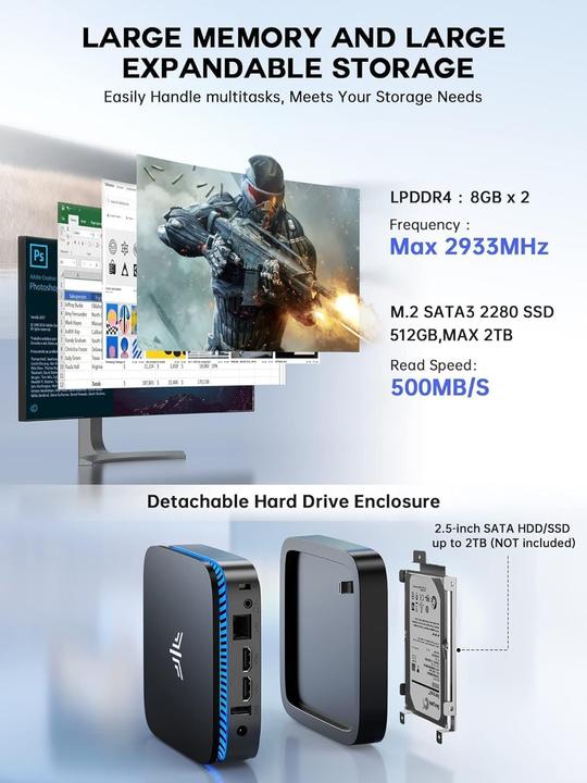 Actual product image AceMagic AK1PRO Mini PC N5105 (Intel Celeron N5105, 16 GB, 512 GB)