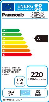 Label énergétique Panasonic Tx-65dxw784 (65", LCD, 4K)