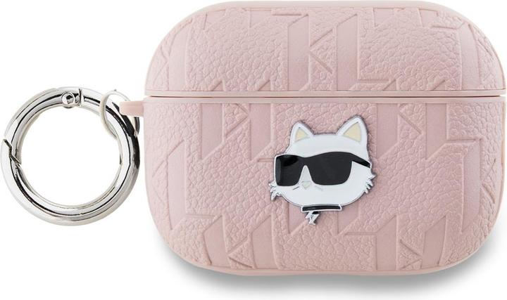 Actual product image Karl Lagerfeld KLAP2PGCHPP AirPods Pro 2 (2022/2023) cover różowy/pink Monogram Choupette Head (Headphone sleeve)