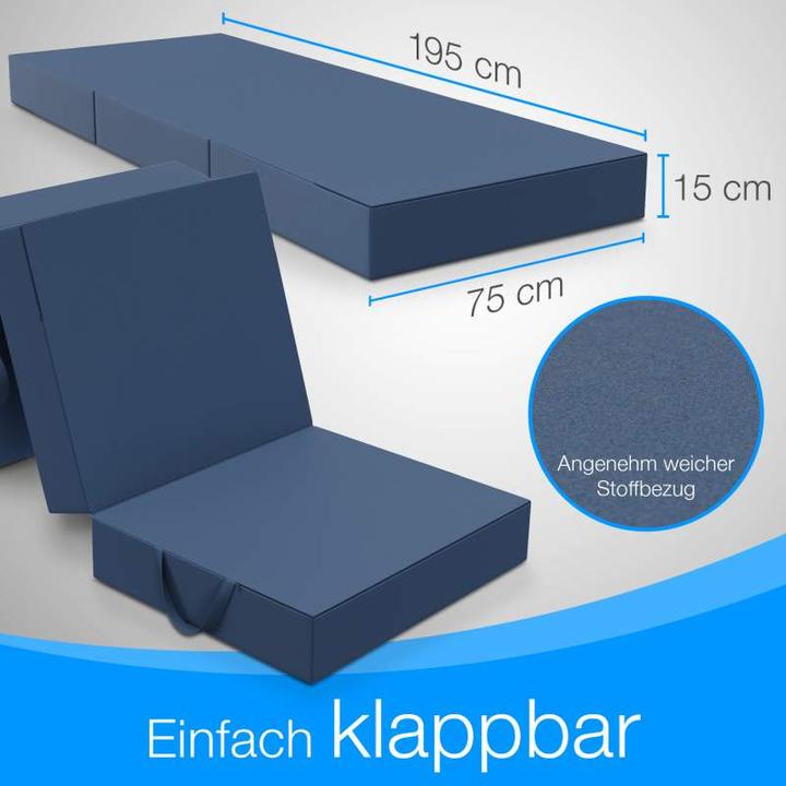 Image du produit Bestschlaf Klappmatratze, 3-teilige Faltmatratze, Reisebett, Gästematratze (75 x 195 cm, Noyau de mousse)