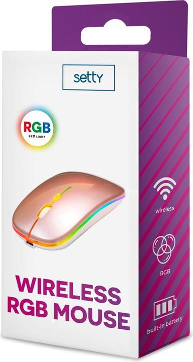 Actual product image Setty wireless RGB mouse rose gold