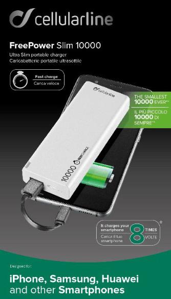 Actual product image Cellularline Freepower Slim (10000 mAh, 10 W, 37 Wh)