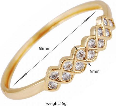 Produktbild Hermex LUXUS Gold veredelt Armreifen Armband Charms Zirkonia - Gold (5.50 cm, Kupfer-Nickellegierung)