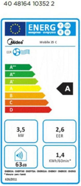 Etichetta energetica Midea Mobile 35 C (41 m², 12000 BTU/h)