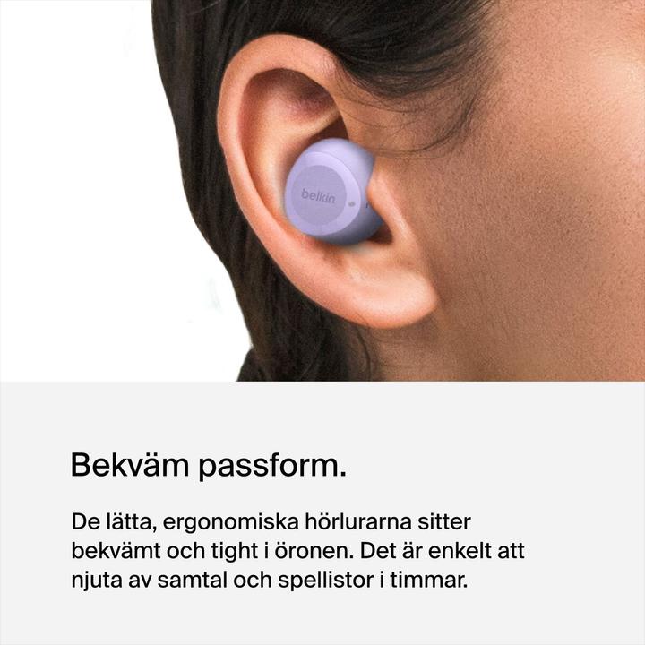 Produktbild Belkin wireless soundform bolt tws hellviolett (keine Geräuschunterdrückung, 38 h, Kabellos)