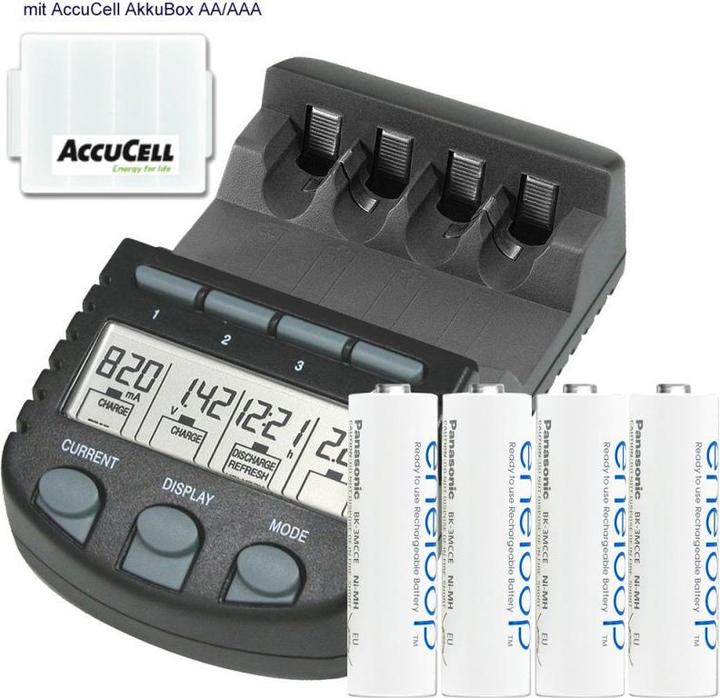 Panasonic Eneloop BK-3MCC Mignon AA Vassoio 4 pezzi e caricatore LCD BC 700 (4 pz., AA, 2000 mAh, Batteria + Caricabatterie)