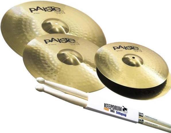 Paiste 101 Brass Cymbal Set 14-16-20 with Sticks (20", Cymbal)