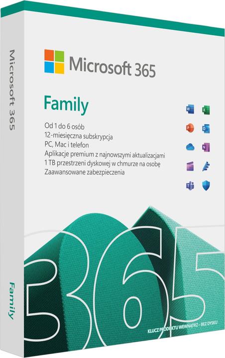 Microsoft 365 Family 1 x Lizenz Abonnement Polnisch 1 Jahr(e) (1 Dispositivi, 12 mesi)