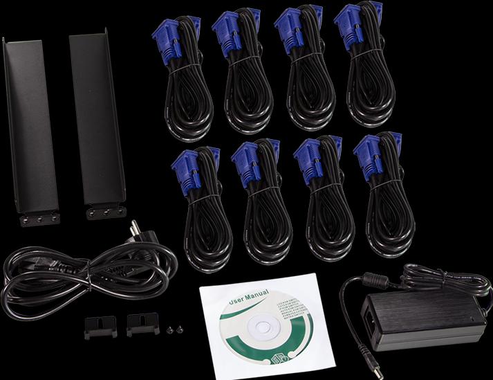 Produktbild LogiLink 17" LCD KVM Konsole mit KVM Switch, 8 Port, schwarz