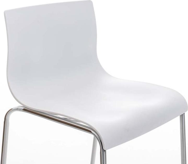 Image du produit CLP Tabouret de bar Hoover chromé 4 pieds, blanc