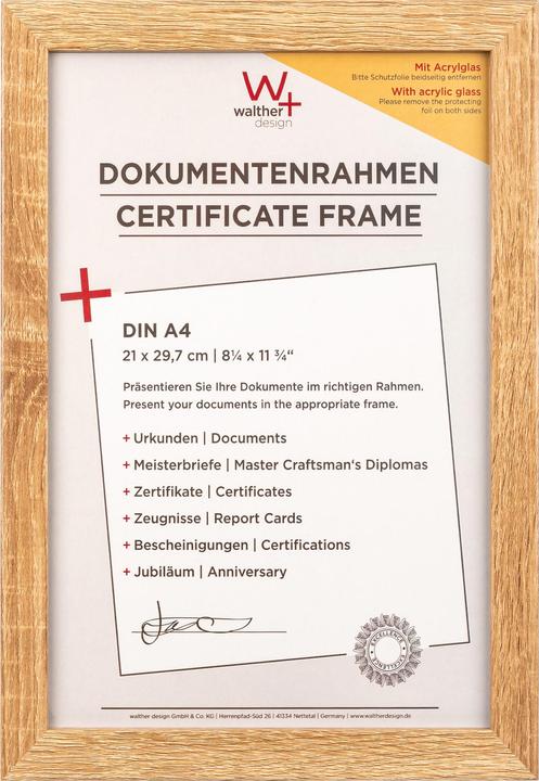 Produktbild Walther Design Fiorito Holzrahmen mit Kunstglas (21 x 29.7 cm)
