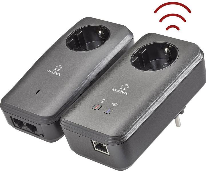 Actual product image Renkforce PL600D WiFi Powerline WLAN Starter Kit 500 MBit/s (500 Mbit/s)