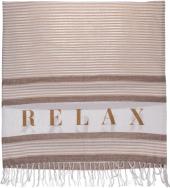 Immagine prodotto Ootb Telo hammam fouta bianco/crema/marrone, Relax (80 x 170 cm)